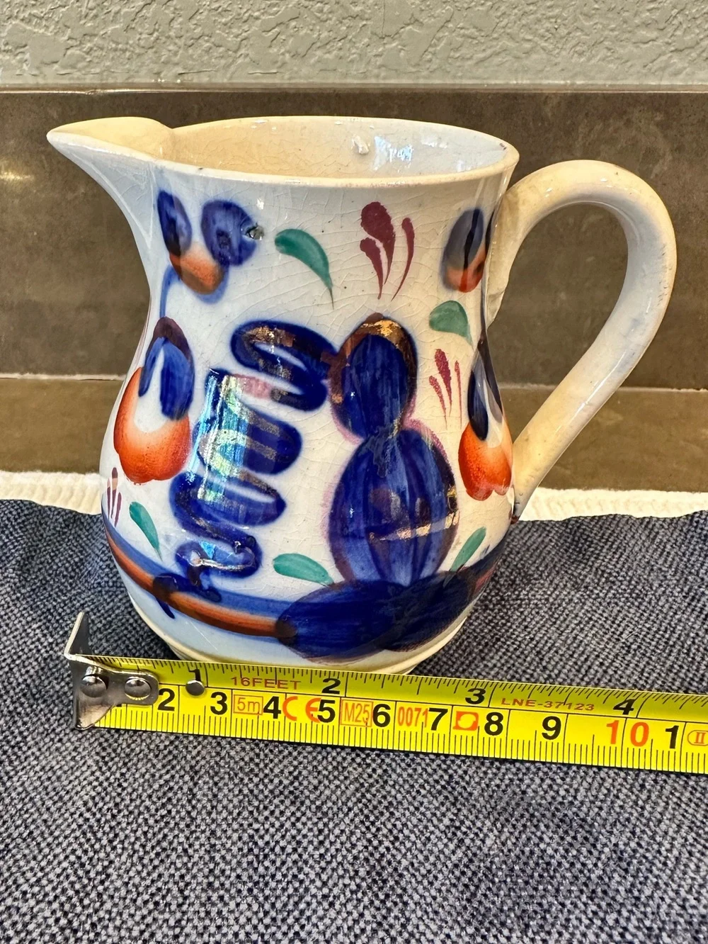 Vintage Gaudy Welsh Creamer Jug-Hand Painted Oyster Pattern Pink Luster-1800s